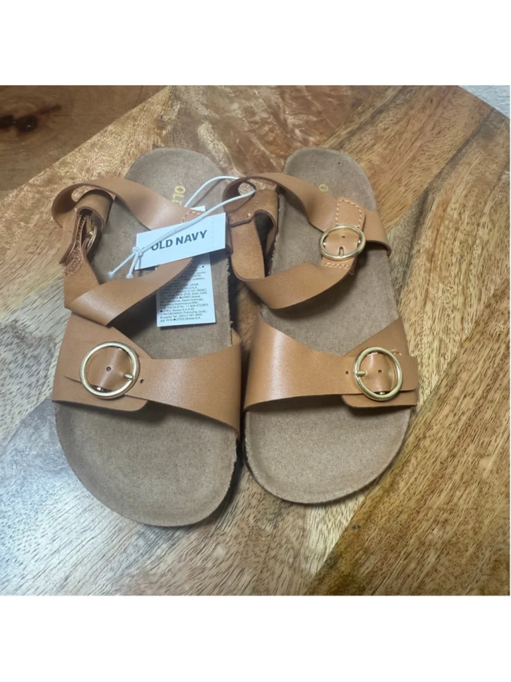 Kids Old Navy Brown Buckle Strap Sandals Size 10